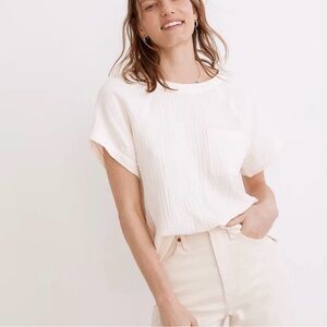 Madewell Womens S Asha Cotton Gauze Blouse Back Button